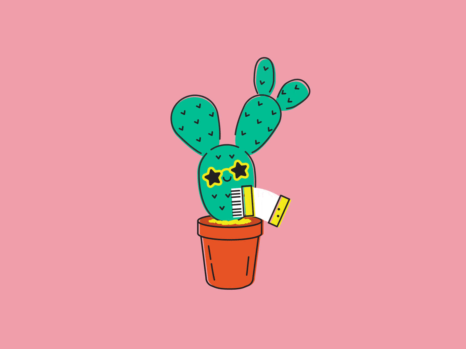 Dancing Cactus - Accordion 2d accordion animation cactus cute dancing dancing flower design gif giphy graphic design illustration motion graphics plant sticker gif sunglasses tejano texas vector