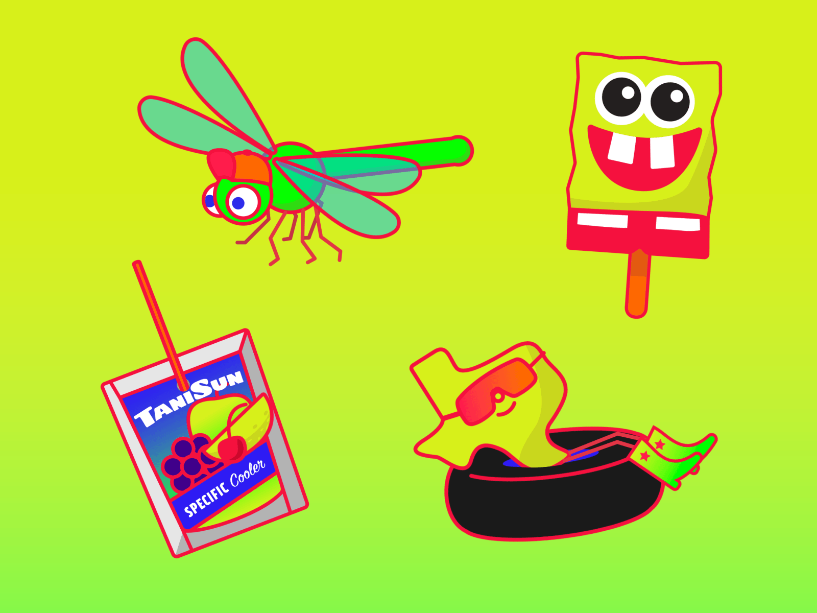 GoGo Summer Stickers animation bug caprisun cute dragonfly fruit fun gif gif giphy graphic design instagram motion graphics popsicle spongebob sticker gif summer texas texas summer
