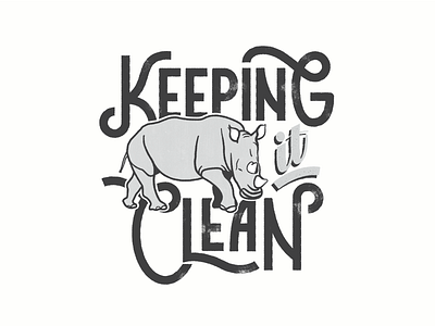 Keeping it Clean animal badge badge logo clean design hand done type hand type iconography identity identity branding illustration pressure washing rhino rhinoceros surface cleaning texture textures typography vector