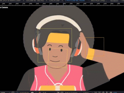 Head Rig - Headset afro animation character animation girl head headset music orange pink rig sports yellow