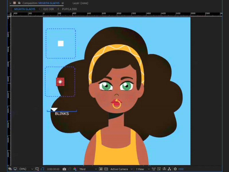 Yellow Girl - Head rig test 01 ae character animation face girl joysticks n sliders rigging yellow