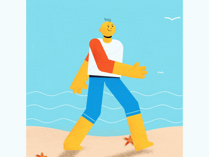 Beach Boy Process 2d after effects beach character animation design flat design motion motion graphics walkcycle