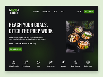 Landing Page daily ui challenge desktop food delivery food service healthy food home landing page meal delivery meal prep meal service meals ui web app