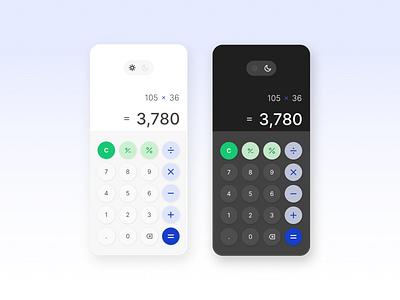 Calculator Design calculator daily ui challenge dark mode light mode math mobile app mobile calculator numbers ui