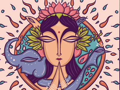 Mother Earth | Gia artpreneur folkart indian art indian illustrator namaskar prayer procreate transformative art visual storyteller women