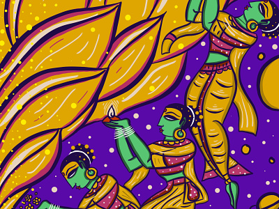 Surrender bengal patua folk art folklore illustration indian illustrator meditation procreate scd balaji spritual sprituality tamil thirukural