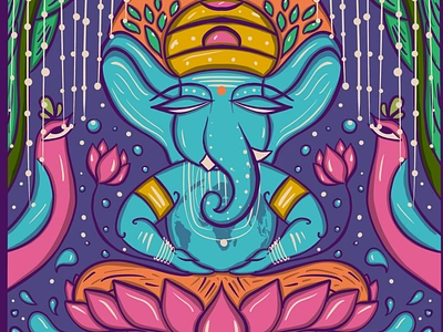 Earth Ganesha bengal patua ganesha god hindu illustration indian illustrator scd balaji