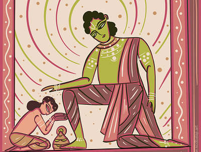 God Ram and King Bharatha indian folk art indian illustrator scd balaji thirukural