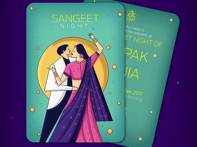 Sangeet Night Invitation couple dance illustrated invites indian illustrator love sangeet invite sangeet night wedding