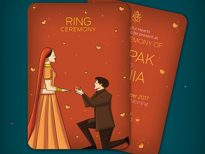 Ring Ceremony / Engagement Invite bride groom couple illustrated invites indian illustrator indian invites indian wedding cards love ring ceremony wedding