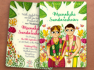 Tamil Brahmin Indian Wedding Invite Illustration and Design