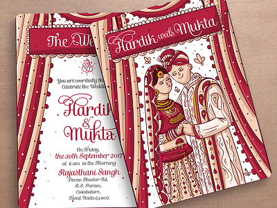 Hindu Punjabi Indian Wedding Invitation Design bride groom illustrated invites indian illustrator indian invites indian wedding cards invite illustration quirky invites tamil wedding cards