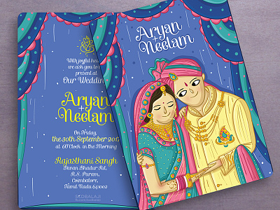 Rajasthan Wedding Invite bride groom couple illustrated invites indian illustrator indian invites indian wedding cards love ring ceremony wedding