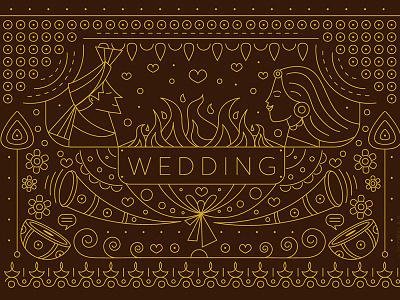 Indian Wedding Ceremony Invitation Card card colour creative design einvite gold illustration india indian invitation outline wedding