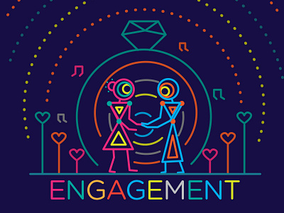 Engagement Wedding Invitation Illustration in Urban Warli