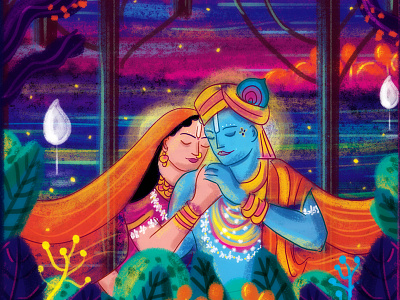 Radha Krishna Invite Illustration