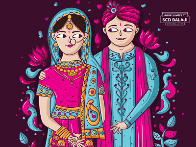 Punjabi Wedding Invitation Illustration and Design adobe illustrator bride cartooning character design groom illustrator indian indian illustrator invitation punjabi shaadi wedding card