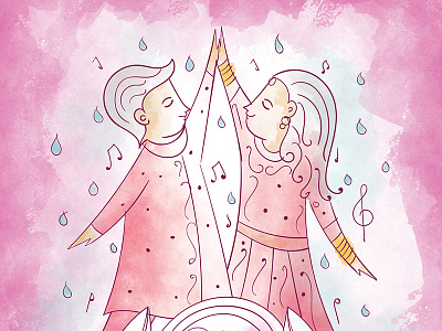 Indian Wedding Sangeet Event Illustration Design