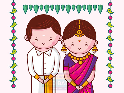 Tamil Wedding Invitation Illustration