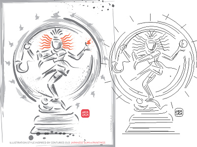 Nataraja's Cosmic Dance in Vector adobe illustrator brush strokes god hindu japanese nataraja shiva sum vector illustration