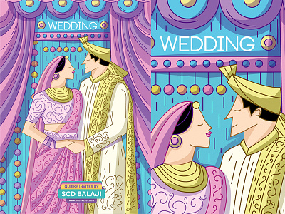 Indian Wedding Invitation Illustration