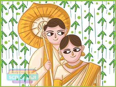 Kerala Christian Wedding Invitation Illustration