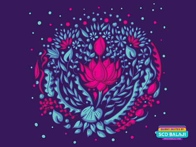 Aqua + Lotus - Amalgam Collection blue floral flowers india indian illustrator invitation lotus pattern pink quirky invites vector illustration vivid