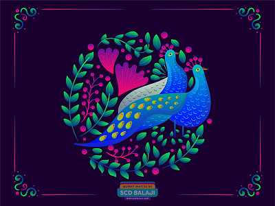 Peacock Love | Wedding Invite Illustration adobe illustrator floral icon india indian illustrator love pattern peacock scd balaji vector vivid wedding