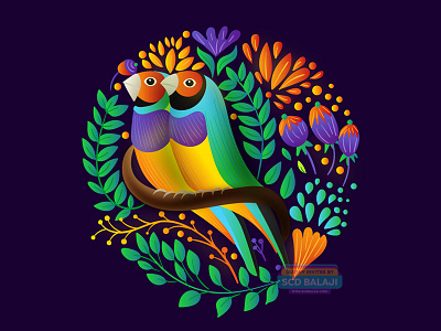 Gouldian Finches - Amalgam Collection amalgam birds couple finches flowers indian illustrator logo love pattern vector illustration