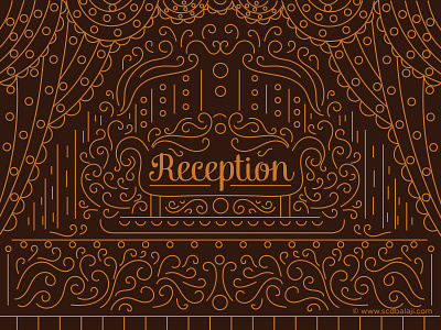 Reception Invitation Design curtains ecard einvite illustration indian invitation invite outline quirky invitation reception vector