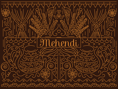 Mehendi Wedding Invitation Design decor design illustration illustrator indian indian illustrator invitation mehendi mehndi scd balaji wedding