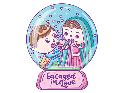 EnCaged in Love engaged engagement heart love prince princess snow globe wedding