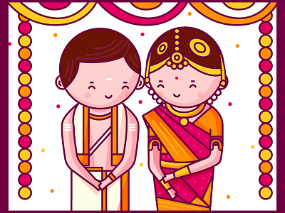 Tamil Iyer - Bride and Groom bride character design couple cute einvite groom indian invitation iyer scd balaji tambrahm