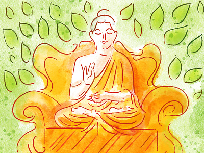Buddha in Digital Watercolor buddha dhyan golden indian illustrator meditation photoshop scd balaji zen