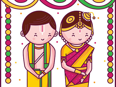 Tamil Iyengar Wedding Illustration