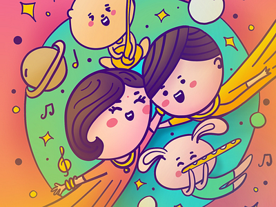 Indian Sangeet Kawaii Illustration