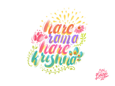 Hare Rama Hare Krishna gods hand lettering hare rama hare krishna hindu illustrative lettering indian illustrator iskcon procreate scd balaji