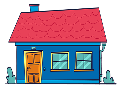 Casa blue casa house illustration red