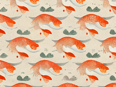 Koi Pattern Abstract (Japanese Style) graphic design