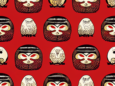 Japanese Daruma Pattern (Monster) graphic design