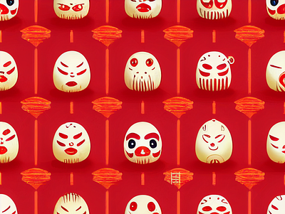 Daruma Pattern Japanese Style (Egg) graphic design