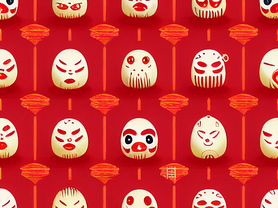 Daruma Pattern Japanese Style (Egg)