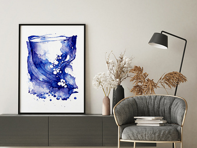 Indigo Water Color Wall Art