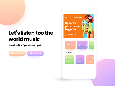 Opera Music App app colorful creative design graphic modern music ui