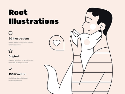 Root Illustrations design dog flat illustration love man people person sketch ui vector web