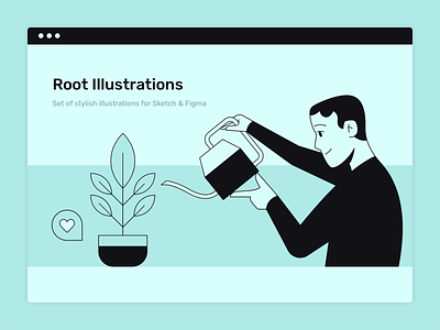 Man and plant boy design flat illustration man person plant sketch watering can web