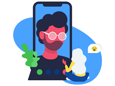 Phone conversation bell button character communication design emoji flat flowers girl glasses illustration iphone x iphonex ipxone man people person sketch web woman