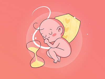 Pregnancy baby clock design flat illustration pink pregnancy procreate shield web