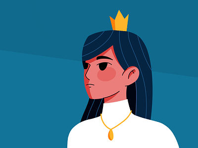 Woman crown design face flat girl hair illustration person procreate woman