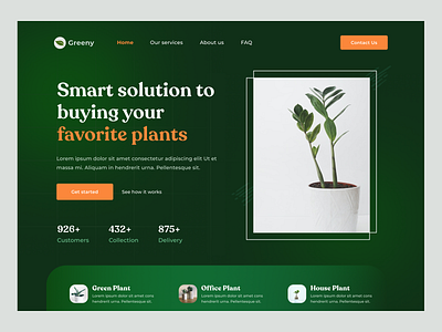 Plant Shop Website Header ecommerce garden header hero hero header homepage landing landing page plant plant shop plant website shop shopify trendy design uiux web webdesign website website header